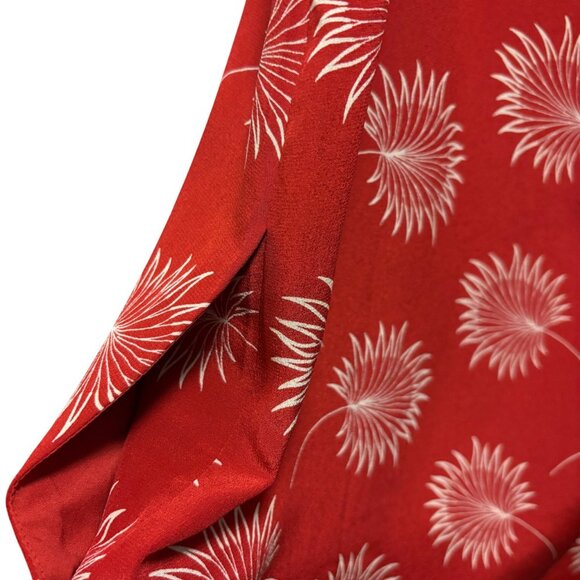 Madewell Red Off-Shoulder Palmflower Pattern Dress Size S 100% Silk - Picture 7 of 9